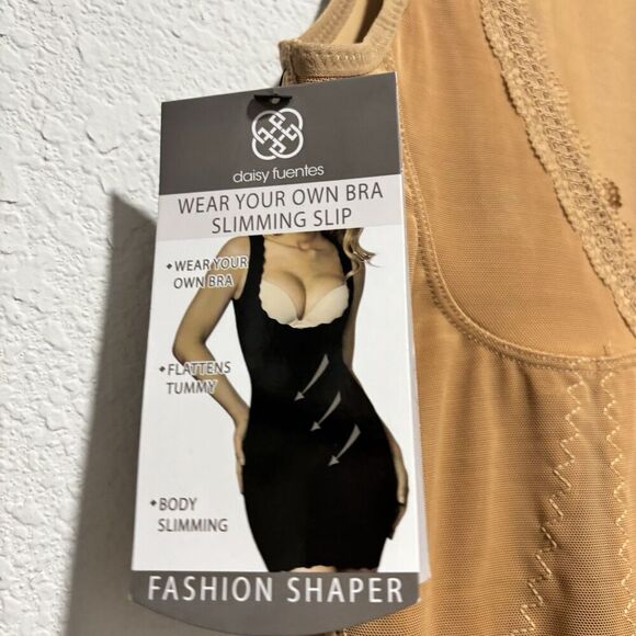 NWT DAISY FUENTES Wear Your Own Bra Slimming Slip Power Mesh Dress Shaper L - Picture 3 of 9